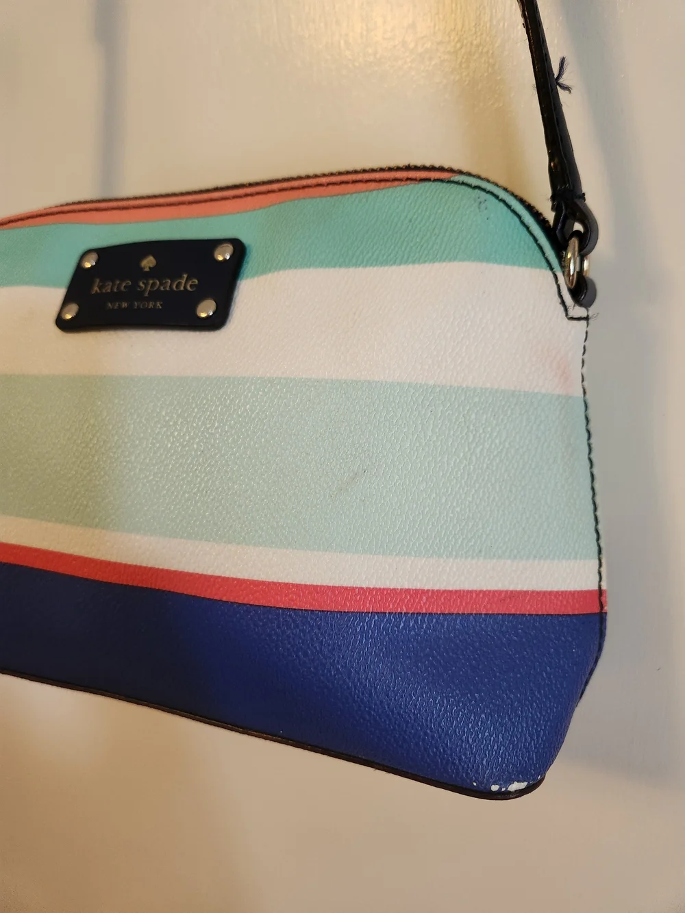 Kate Spade Striped Crossbody Bag in Mint, Navy & Coral